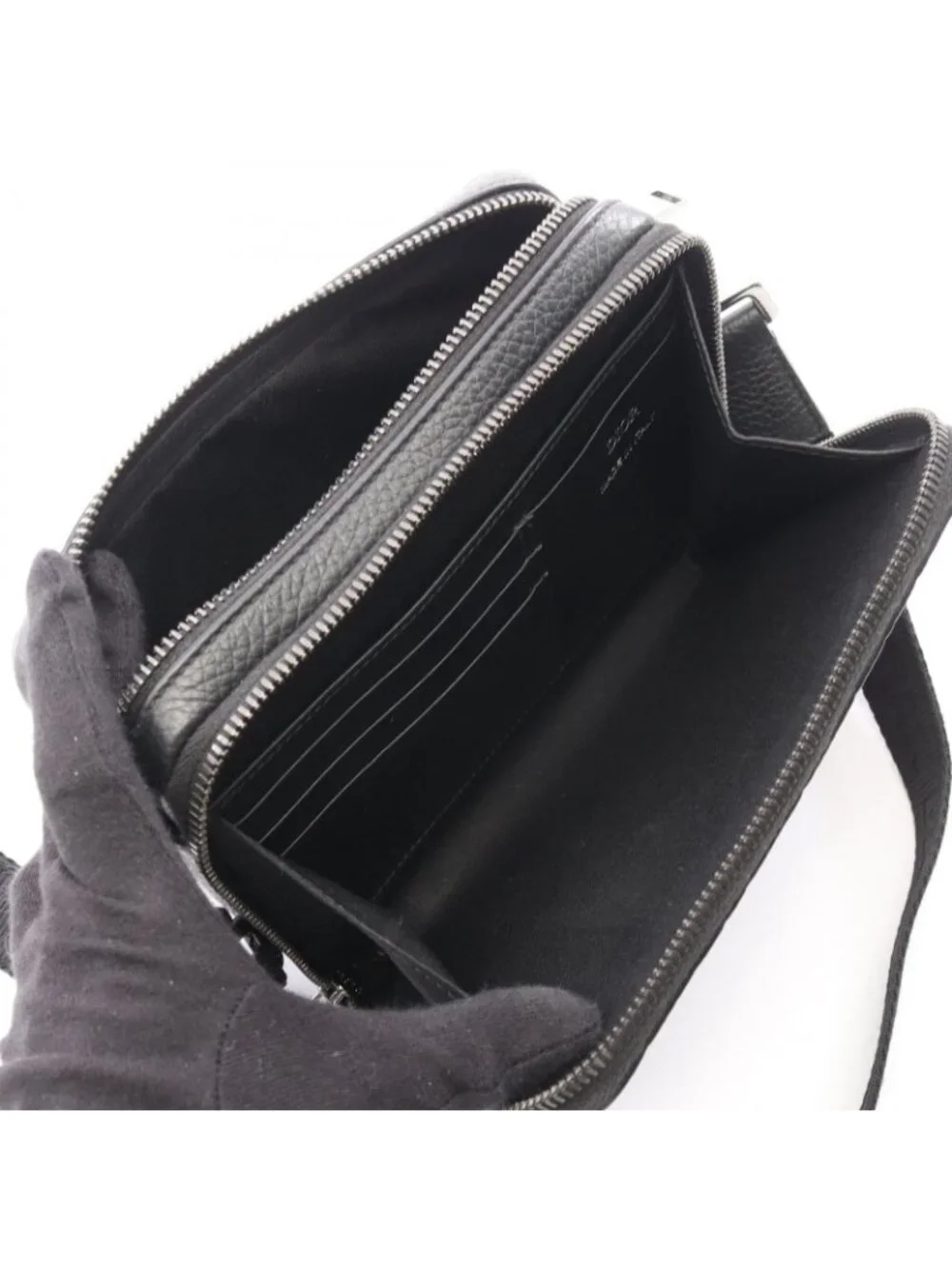 Dior Shoulder Bag Gravity Black Leather Zip Pouch